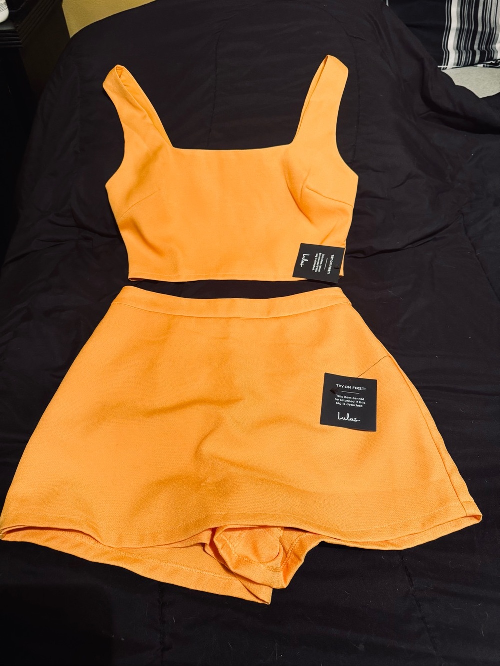 Lulus NWT Divinely Sunny Light Orange Sleeveless Two-Piece Romper